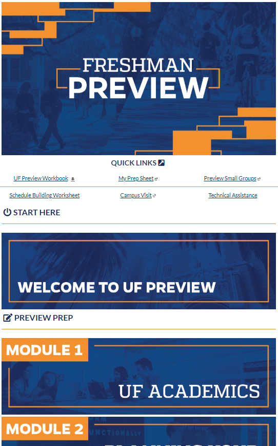 Preview course home page