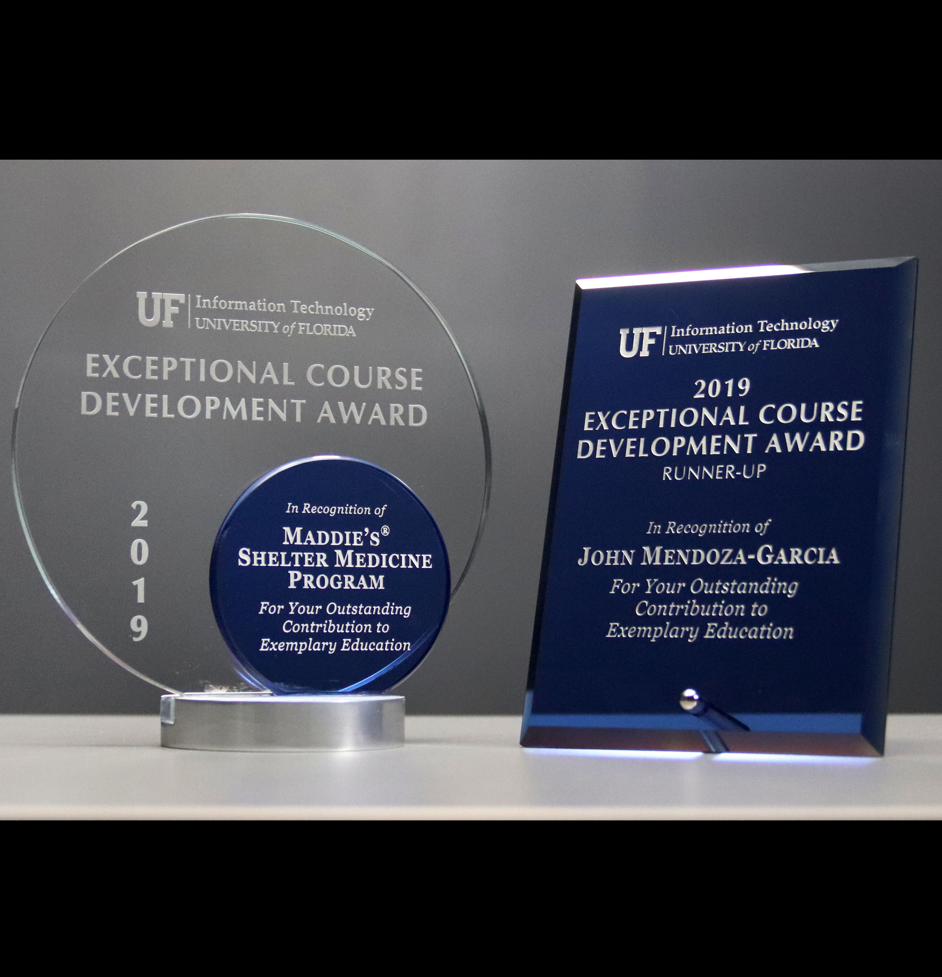 Plaques for Exceptional Course Development Awards.